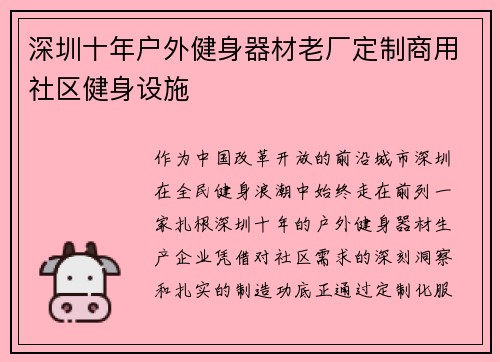 深圳十年户外健身器材老厂定制商用社区健身设施
